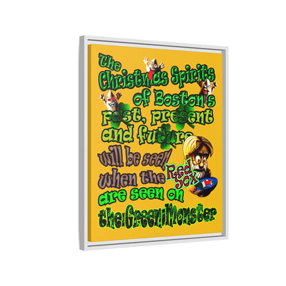 christmas spirits of boston - framed canvas art (yellow)