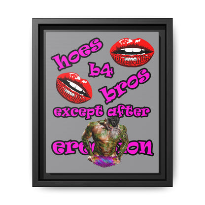 hoes b4 bros - framed canvas art (grey)