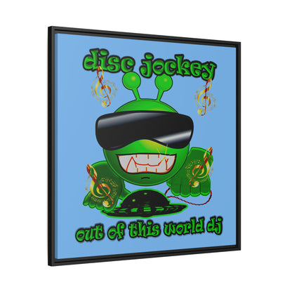 disc jockey - framed canvas art (light blue)