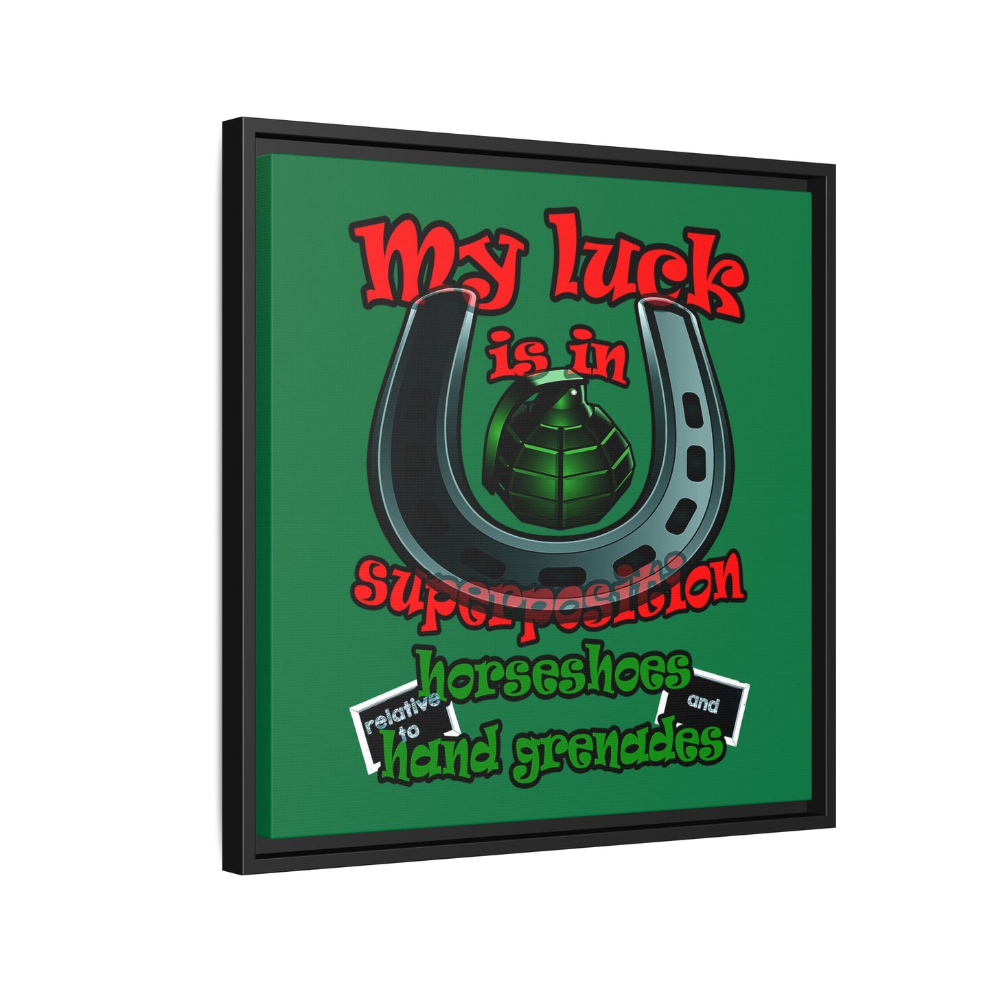my luck - framed canvas art (dark green)