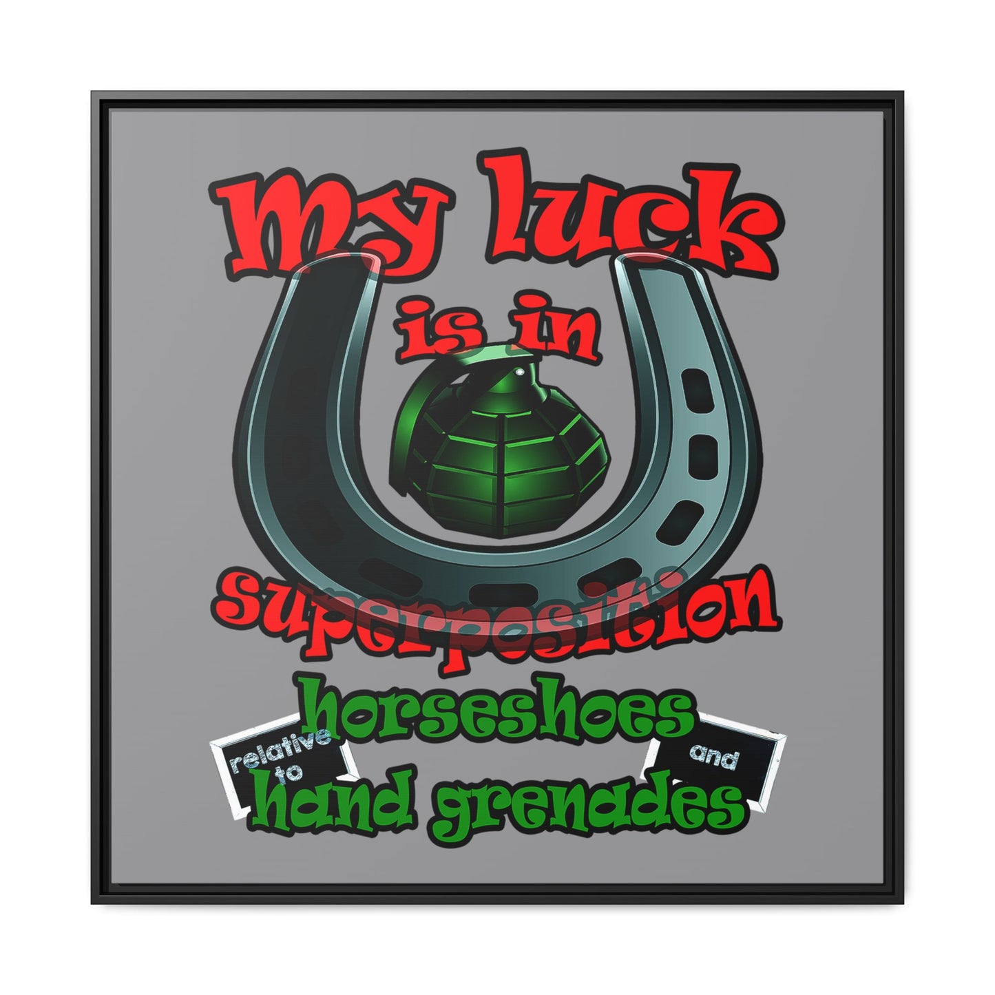 my luck - framed canvas art (grey)