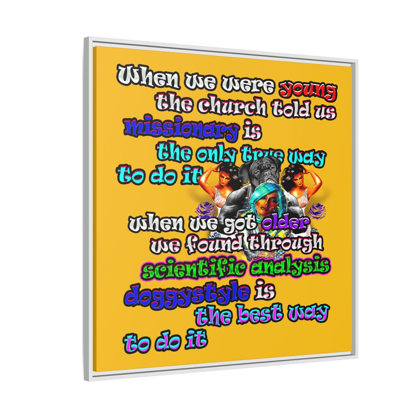 doggystyle - framed canvas art (yellow)