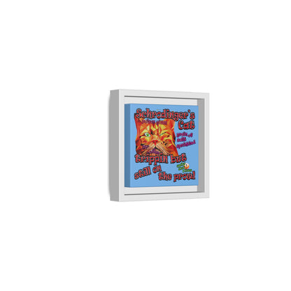 schrodinger's cat - framed canvas art (light blue)