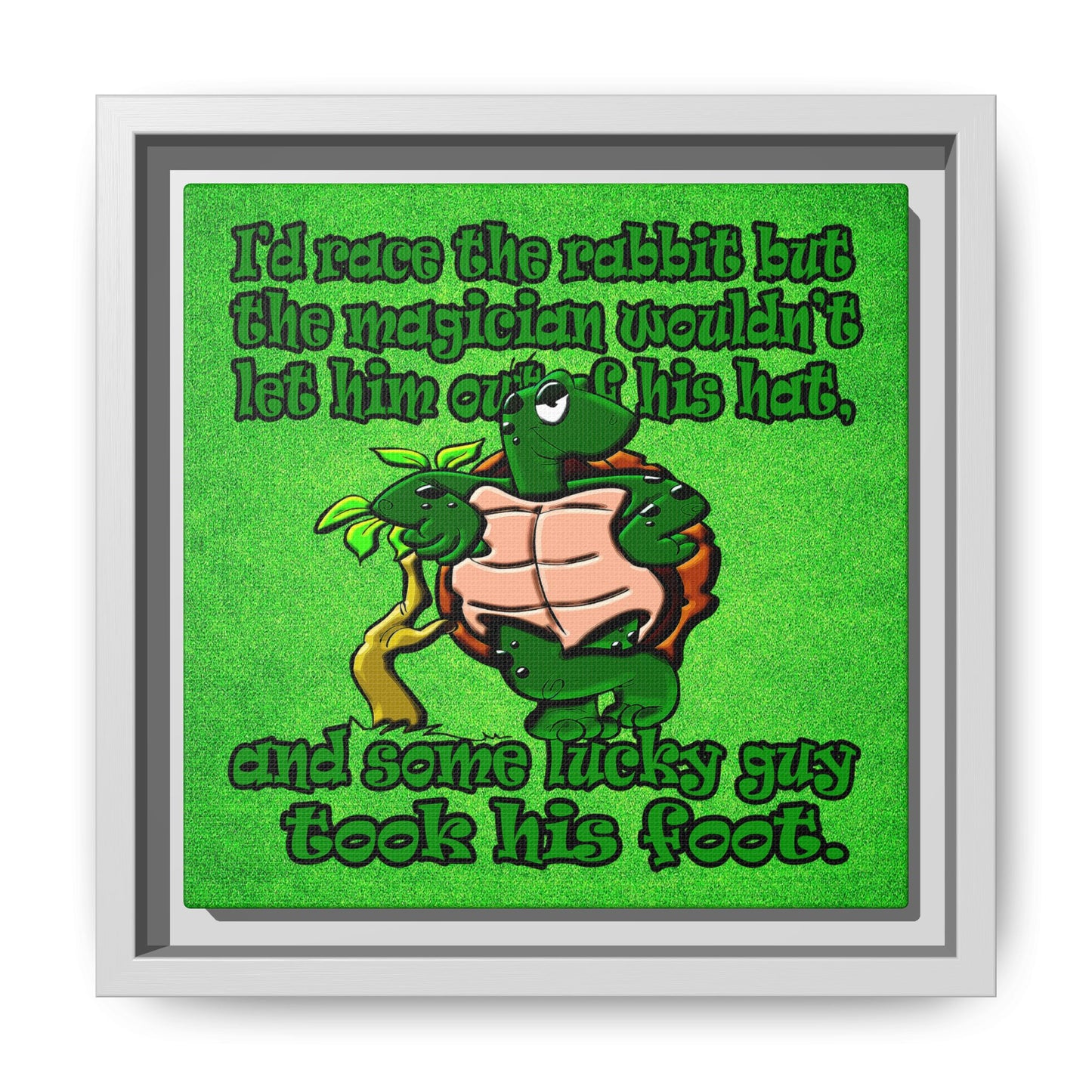 turtle race - framed canvas art (green turf)