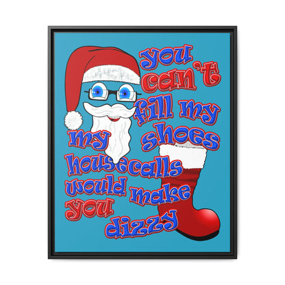 santa's shoes - framed canvas art (turquoise)