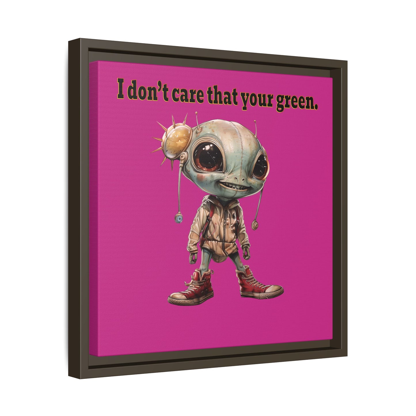 I don't care that your green - framed canvas art (pink)