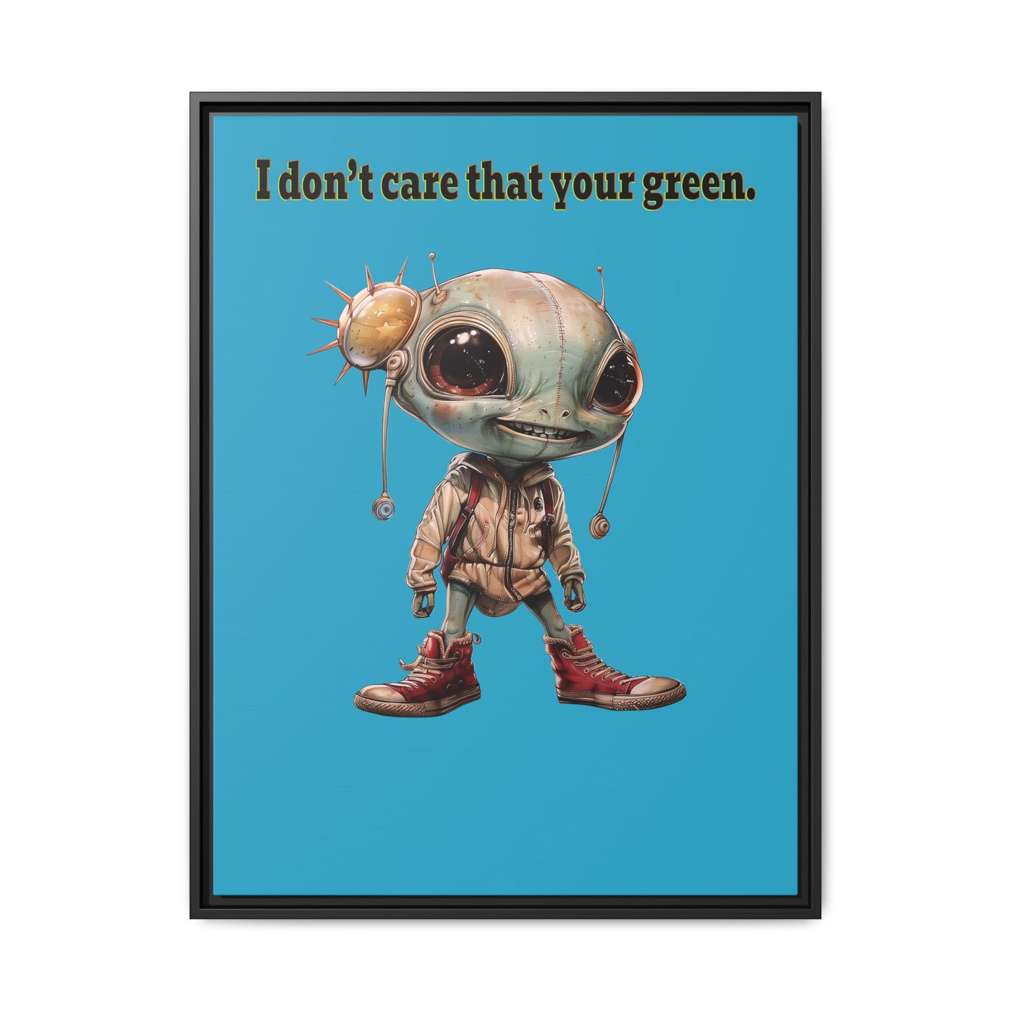 I don't care that your green - framed canvas art (turquoise)