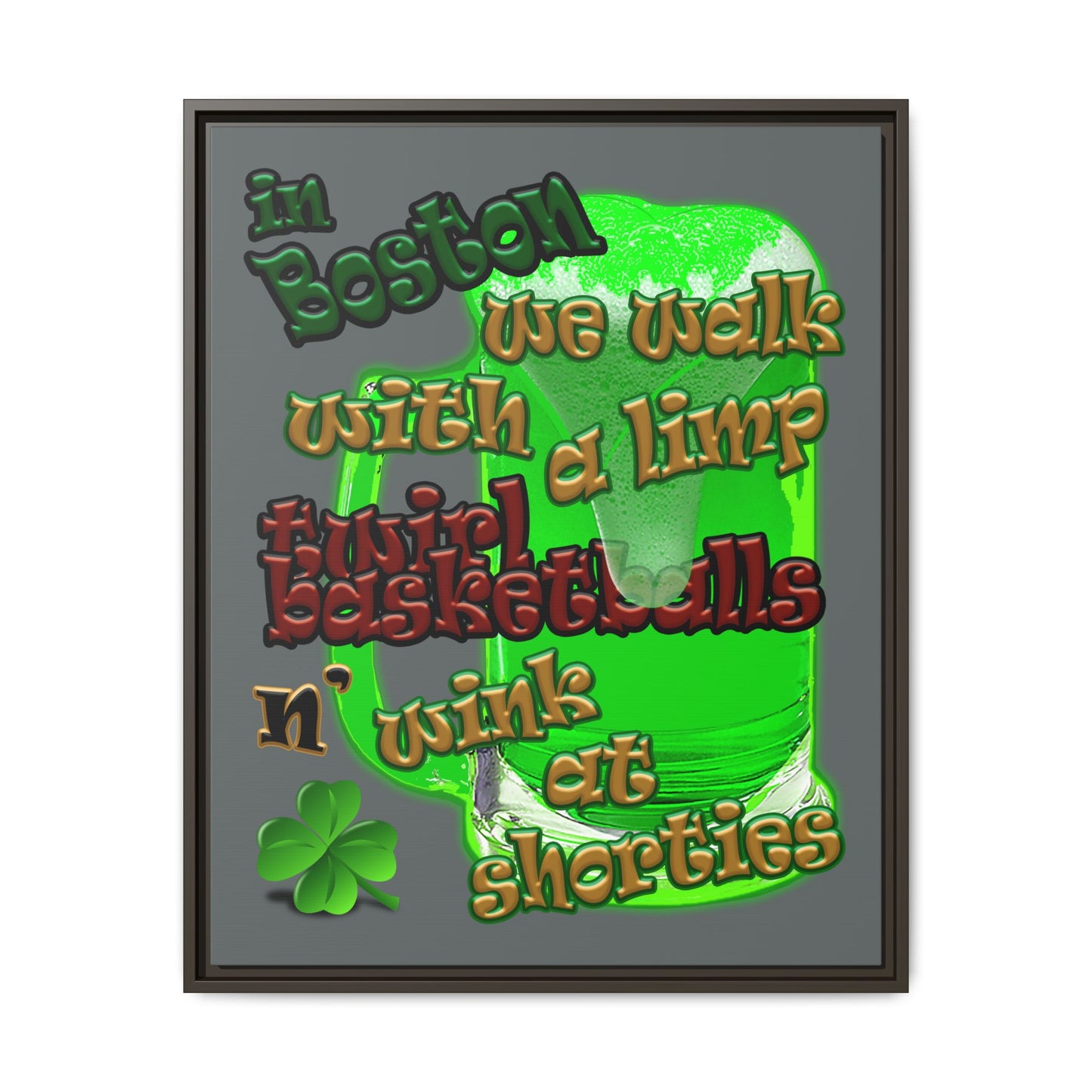 celtics logo - framed canvas art (dark grey)