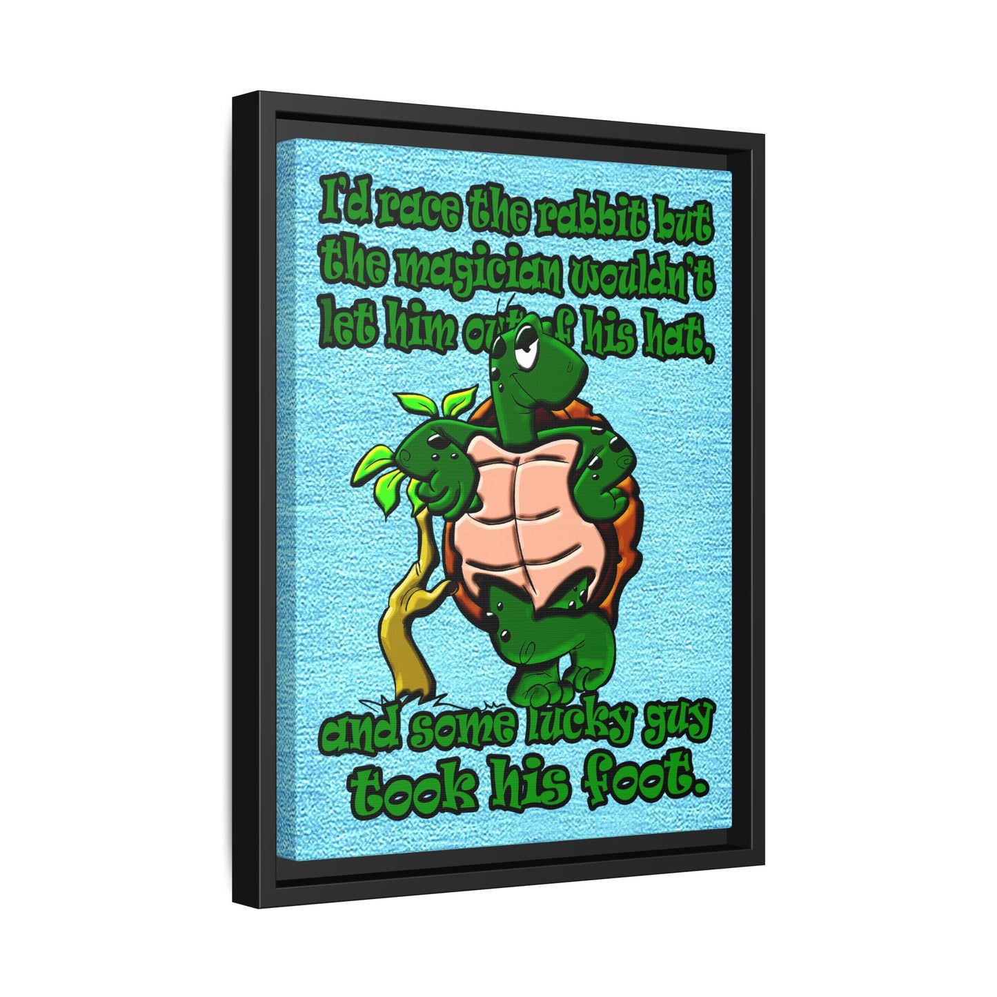 turtle race - framed canvas art (faded blue)