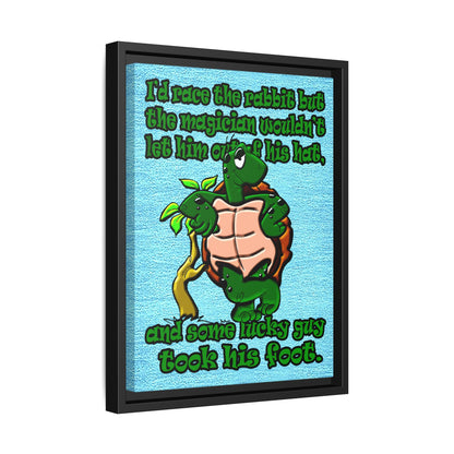 turtle race - framed canvas art (faded blue)
