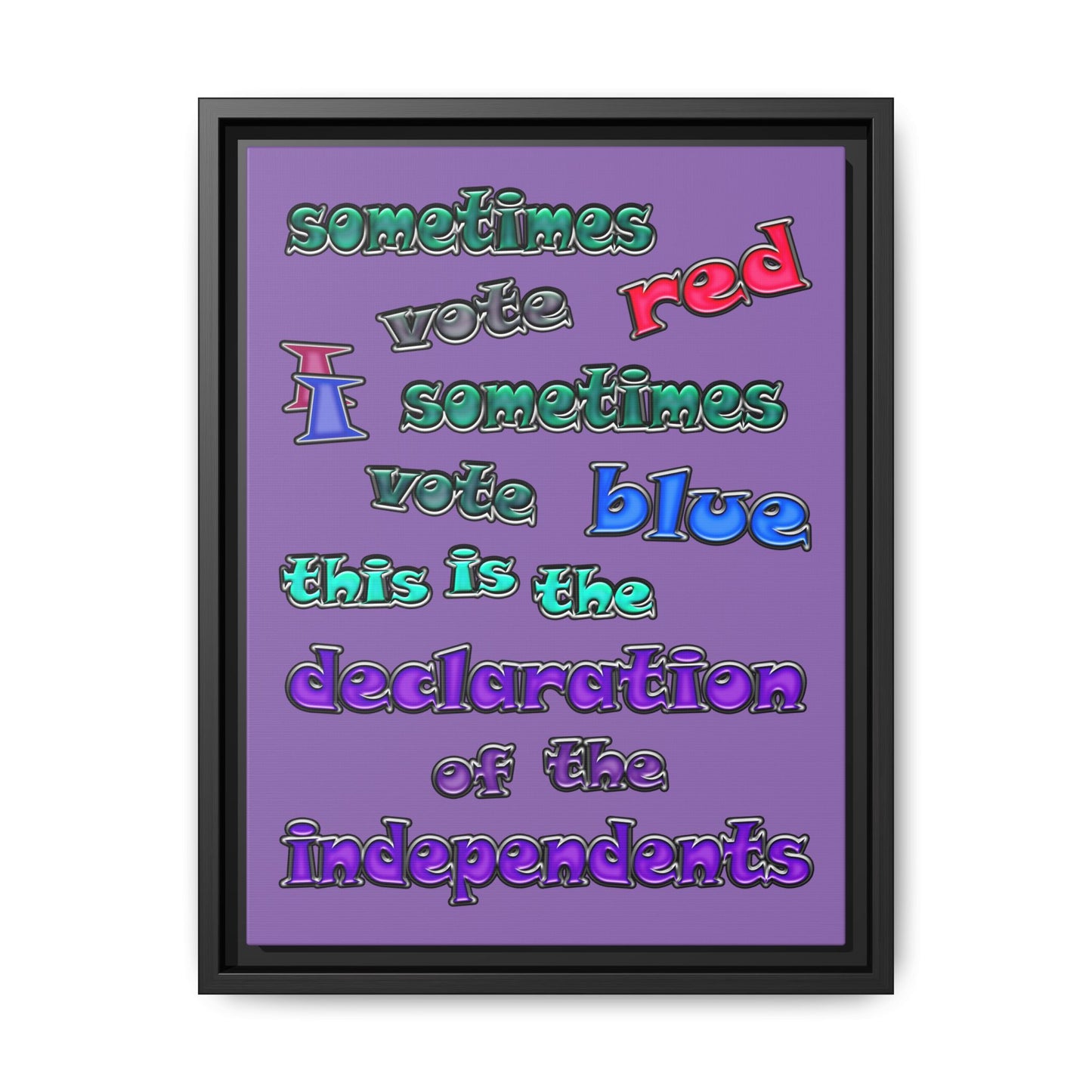 declaration of the independents - framed canvas art (light purple)