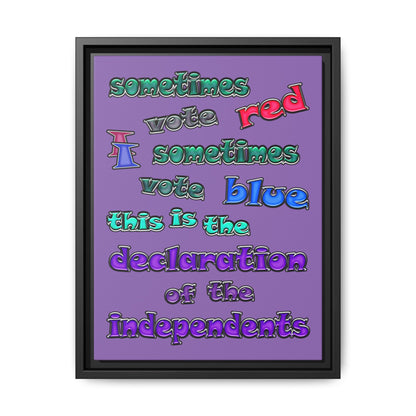 declaration of the independents - framed canvas art (light purple)