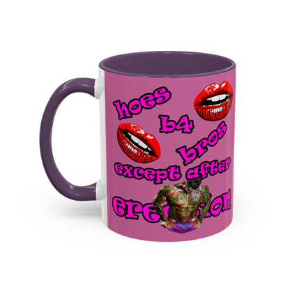 hoes b4 bros - Accent Mug (light pink)
