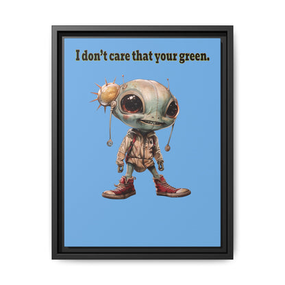 I don't care that your green - framed canvas art (light blue)