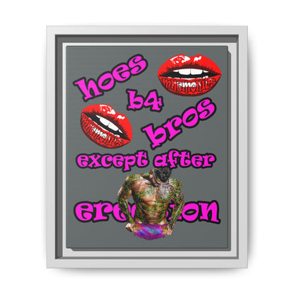 hoes b4 bros - framed canvas art (dark grey)