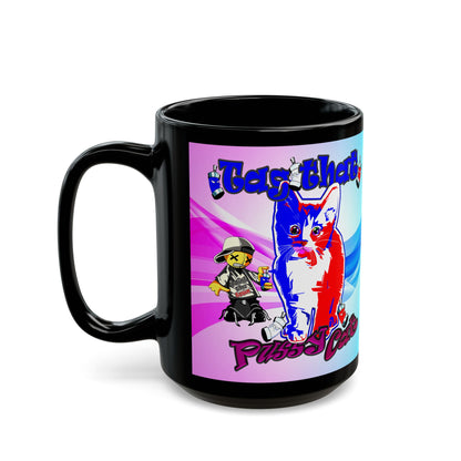 tag that - Black Mug (light blue-pink wave)