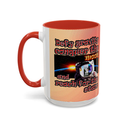 defy conquer reach - Accent Mug (yellow-orange wave)