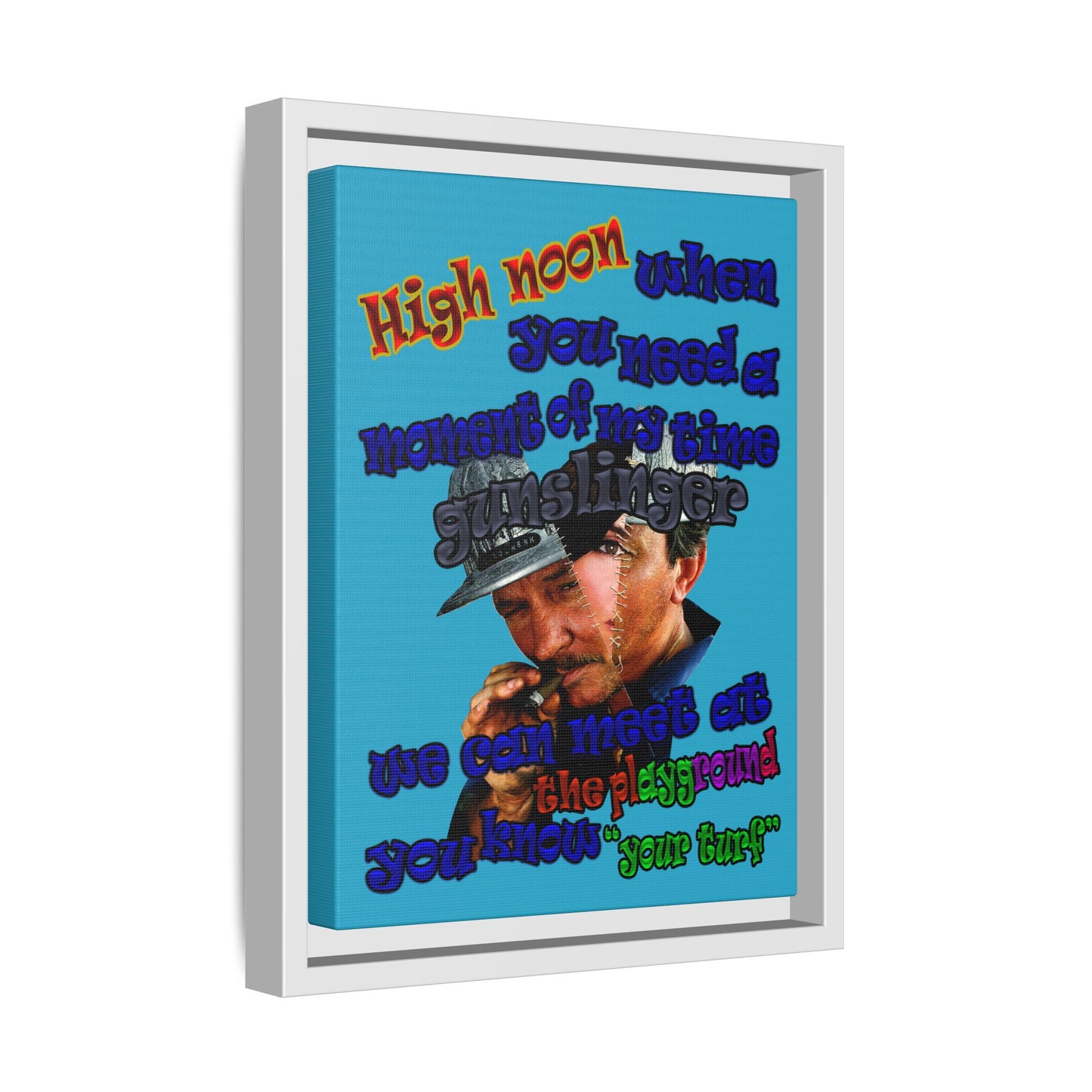 high noon - framed canvas art (turquoise)