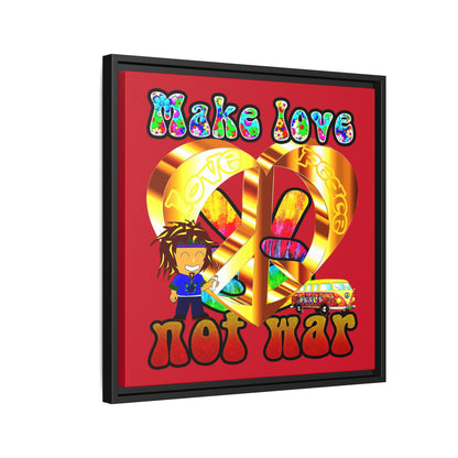 love peace - framed canvas art (dark red)