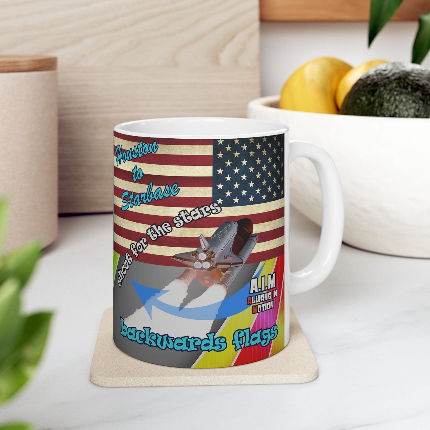 shoot for the stars - White Mug (rainbow split)