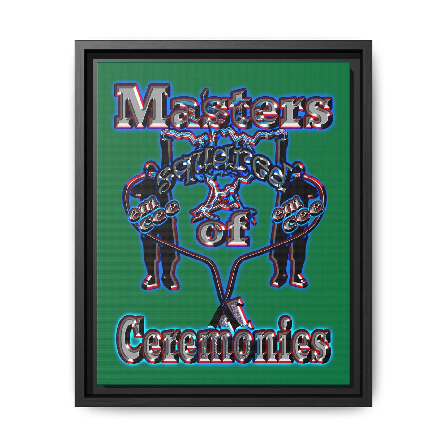 em cee squared - framed canvas art (dark green)