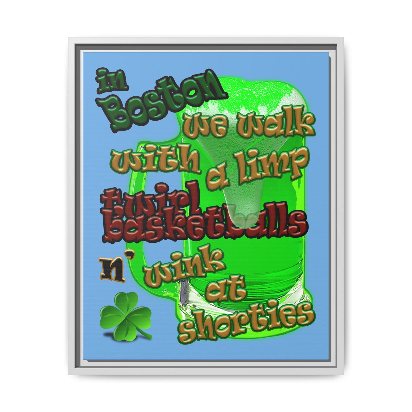 celtics logo - framed canvas art (light blue)