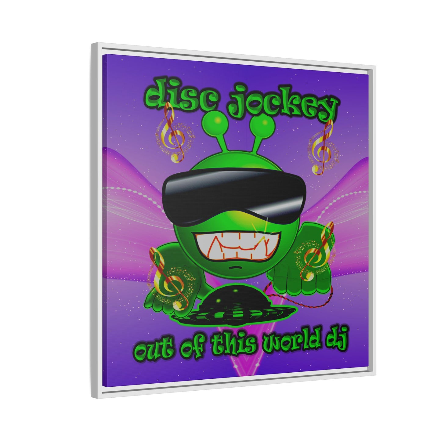 disc jockey - framed canvas art (purple-pink wave)