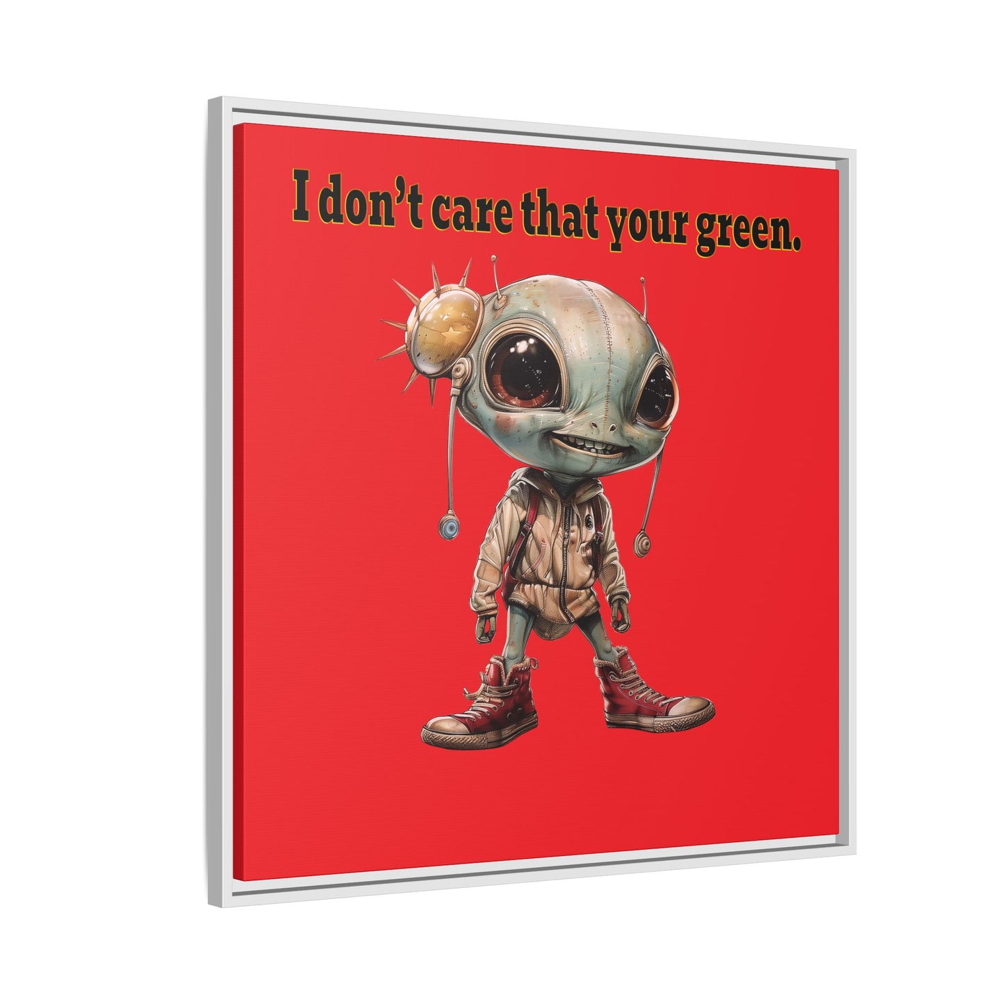 I don't care that your green - framed canvas art (red)