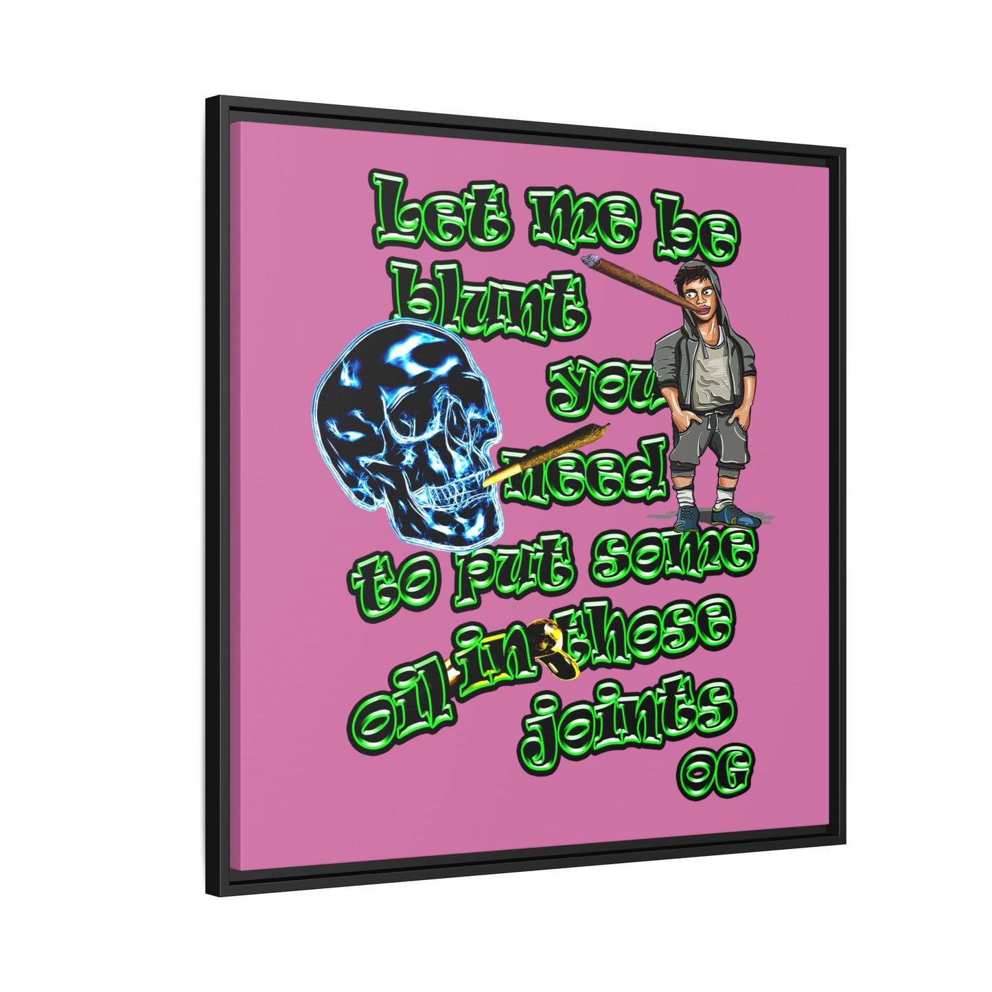 og - framed canvas art (light pink)