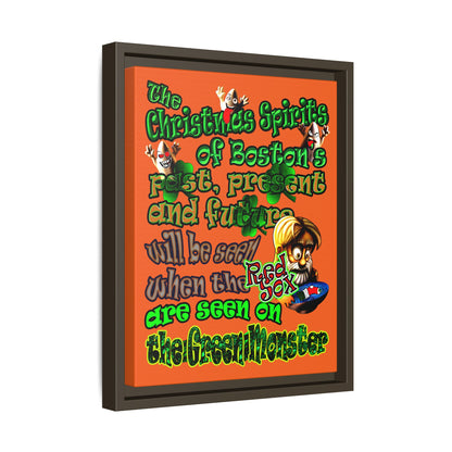 christmas spirits of boston - framed canvas art (orange)