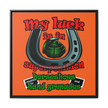 my luck - framed canvas art (orange)