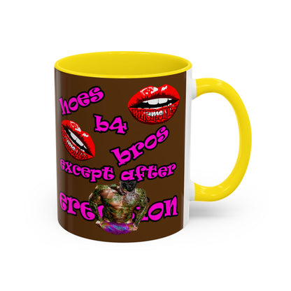 hoes b4 bros - Accent Mug (brown)