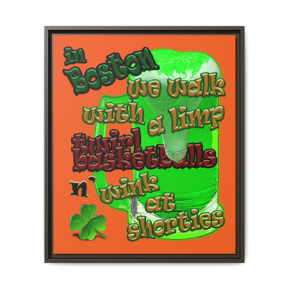 celtics logo - framed canvas art (orange)