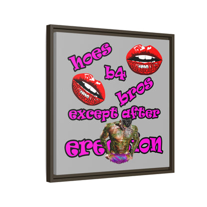 hoes b4 bros - framed canvas art (light grey)