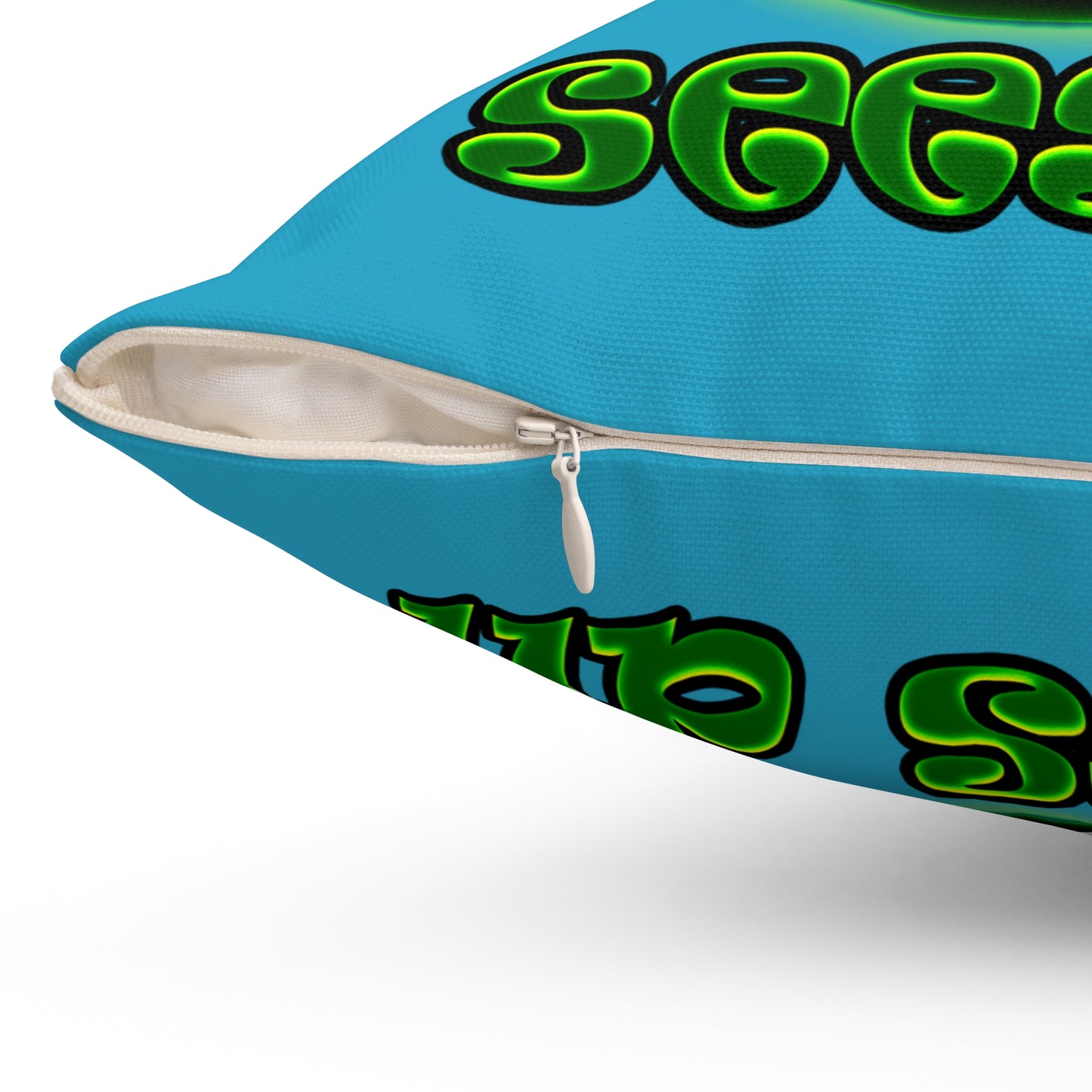 green monster - Spun Polyester Square Pillow - (turquoise)