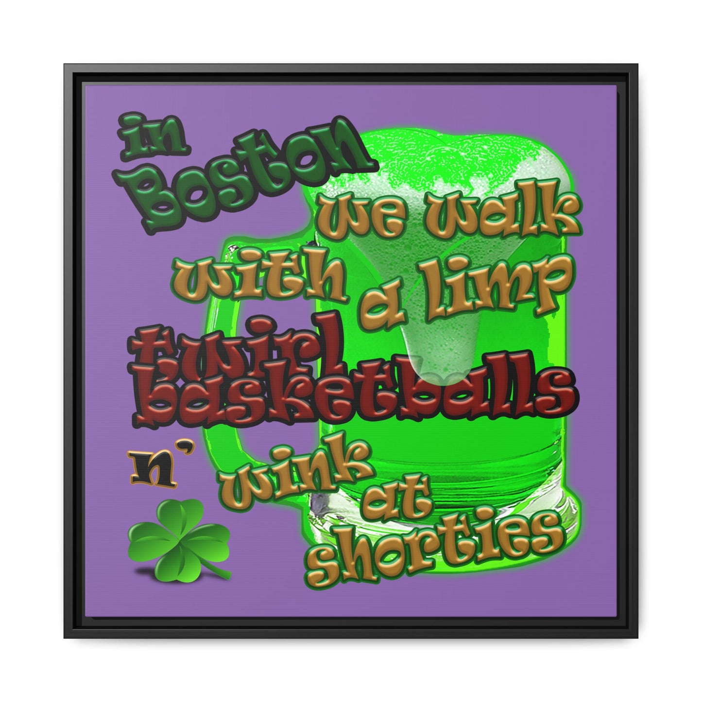 celtics logo - framed canvas art (light purple)