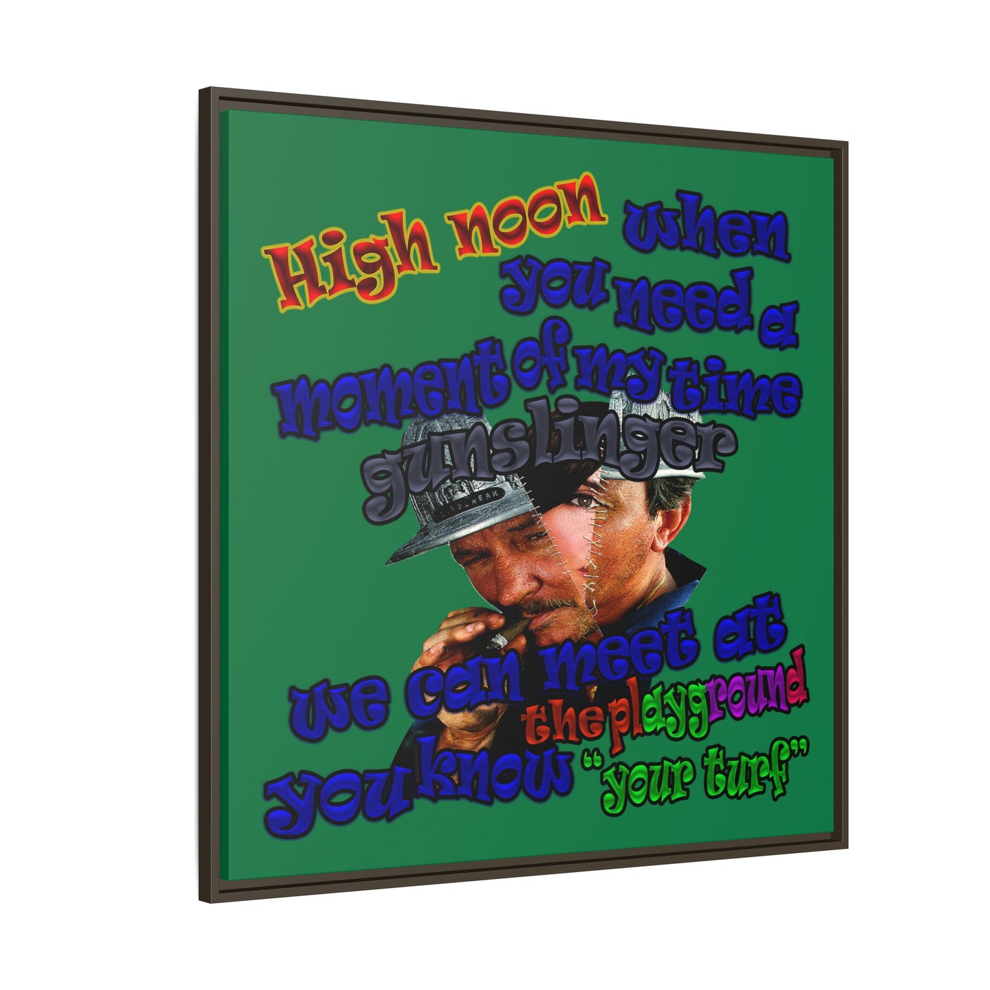 high noon - framed canvas art (dark green)