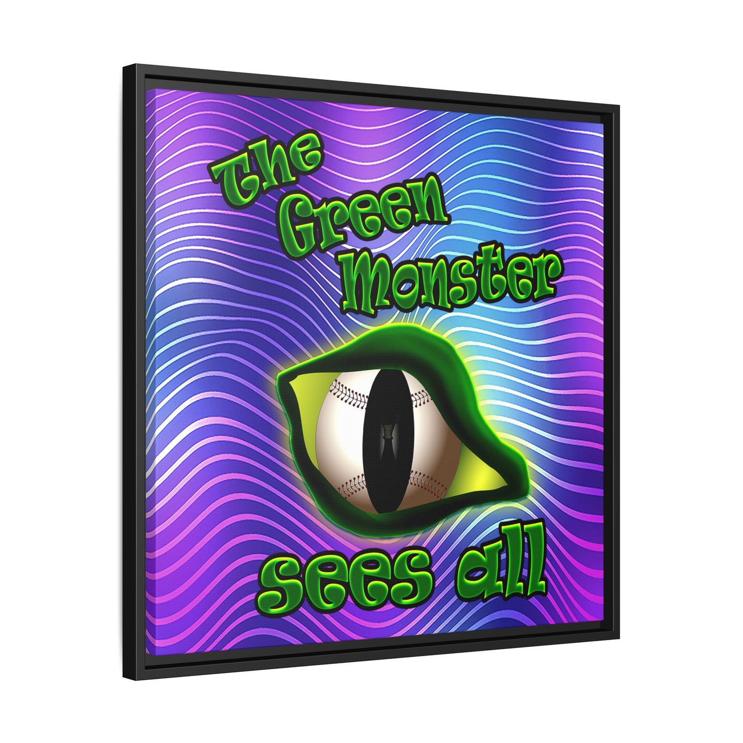 green monster - framed canvas art (purple wave)