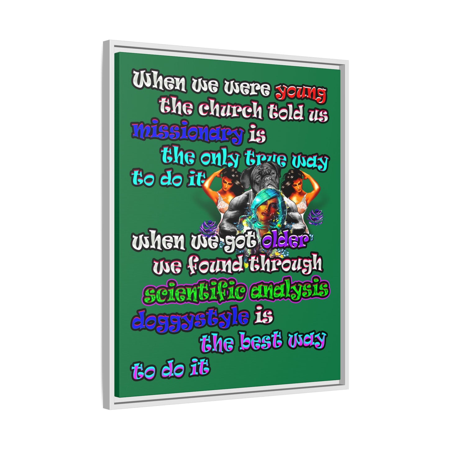 doggystyle - framed canvas art (dark green)
