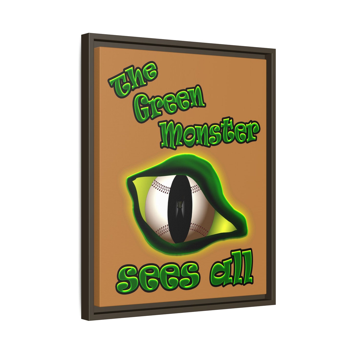 green monster - framed canvas art (light brown)