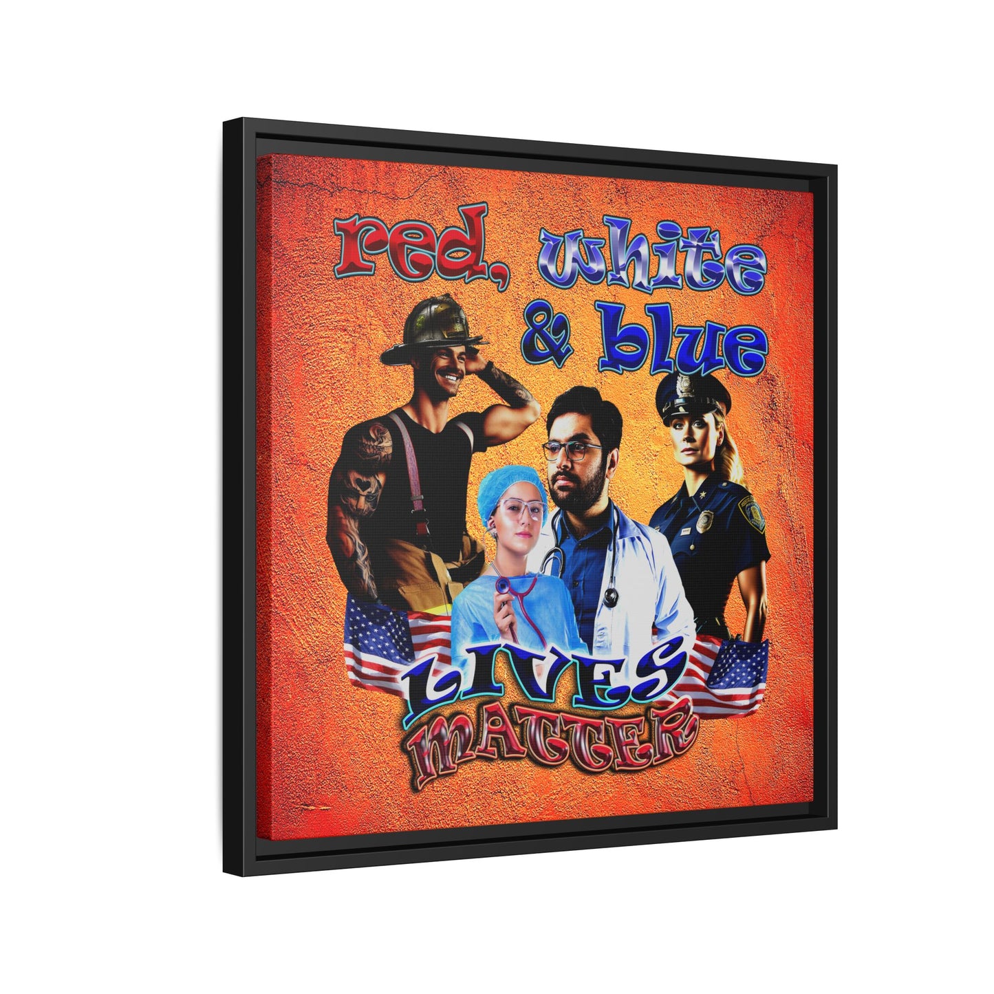 rw&b lives matter - framed canvas art (burnt orange)