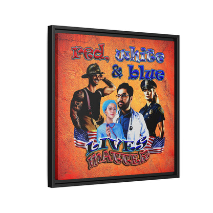 rw&b lives matter - framed canvas art (burnt orange)