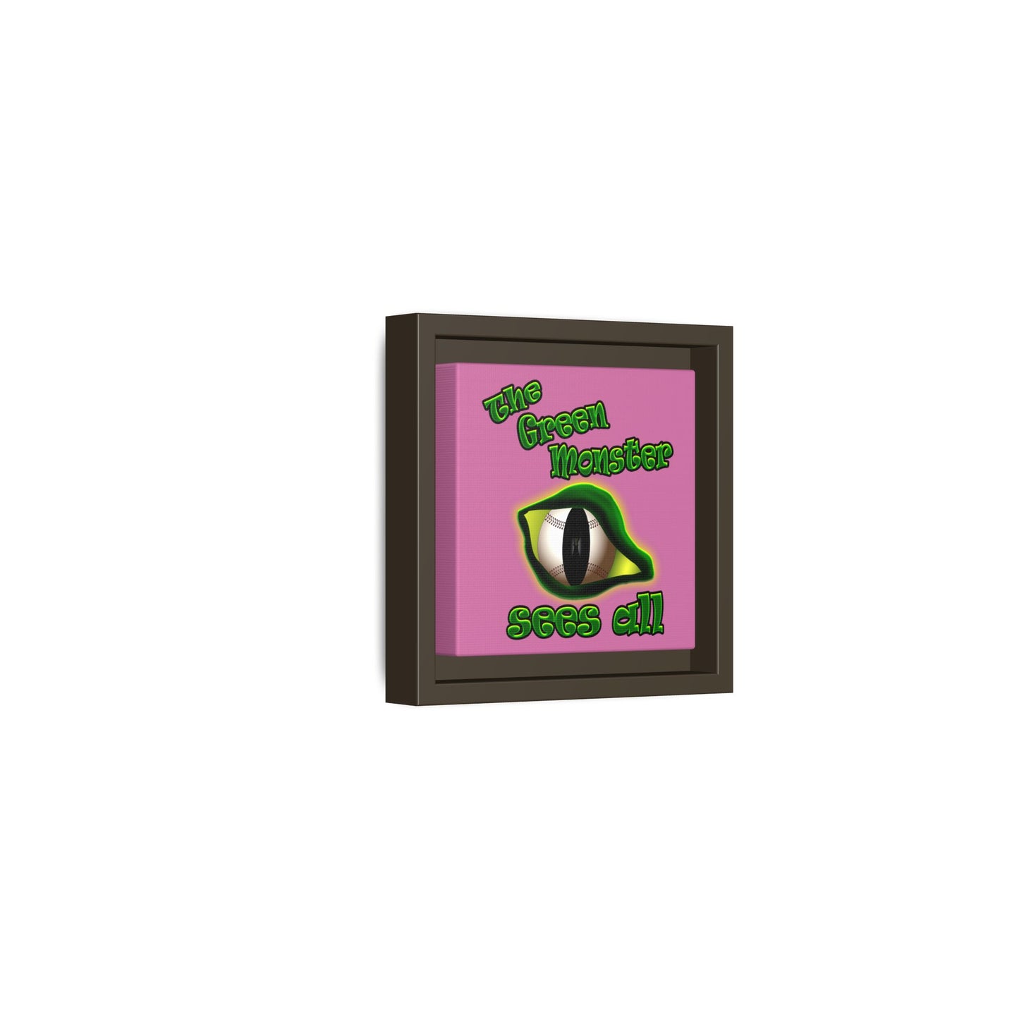green monster - framed canvas art (light pink)