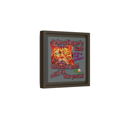 schrodinger's cat - framed canvas art (dark grey)
