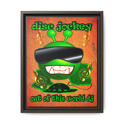 disc jockey - framed canvas art (burnt orange)