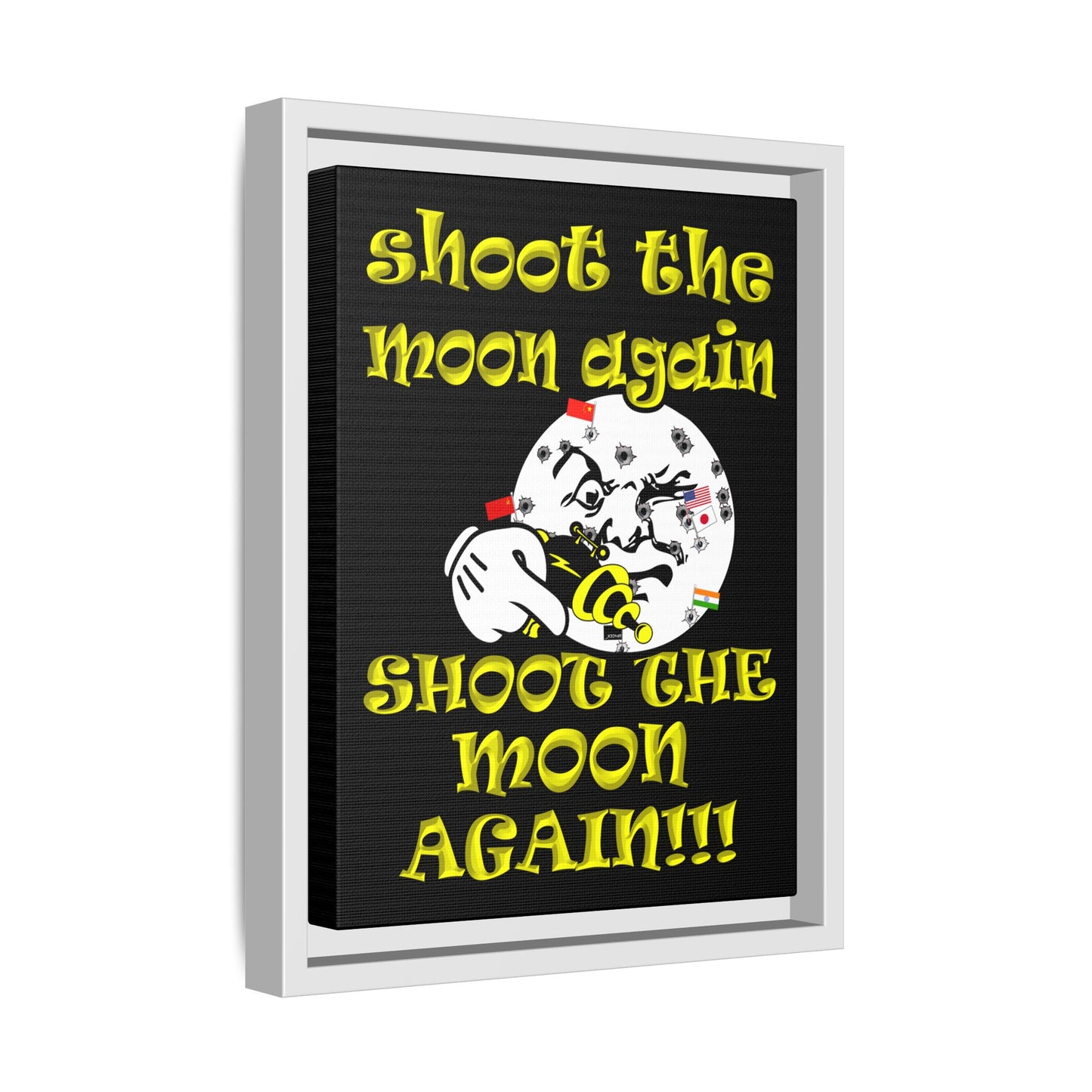 shoot the moon again - framed canvas art (black)