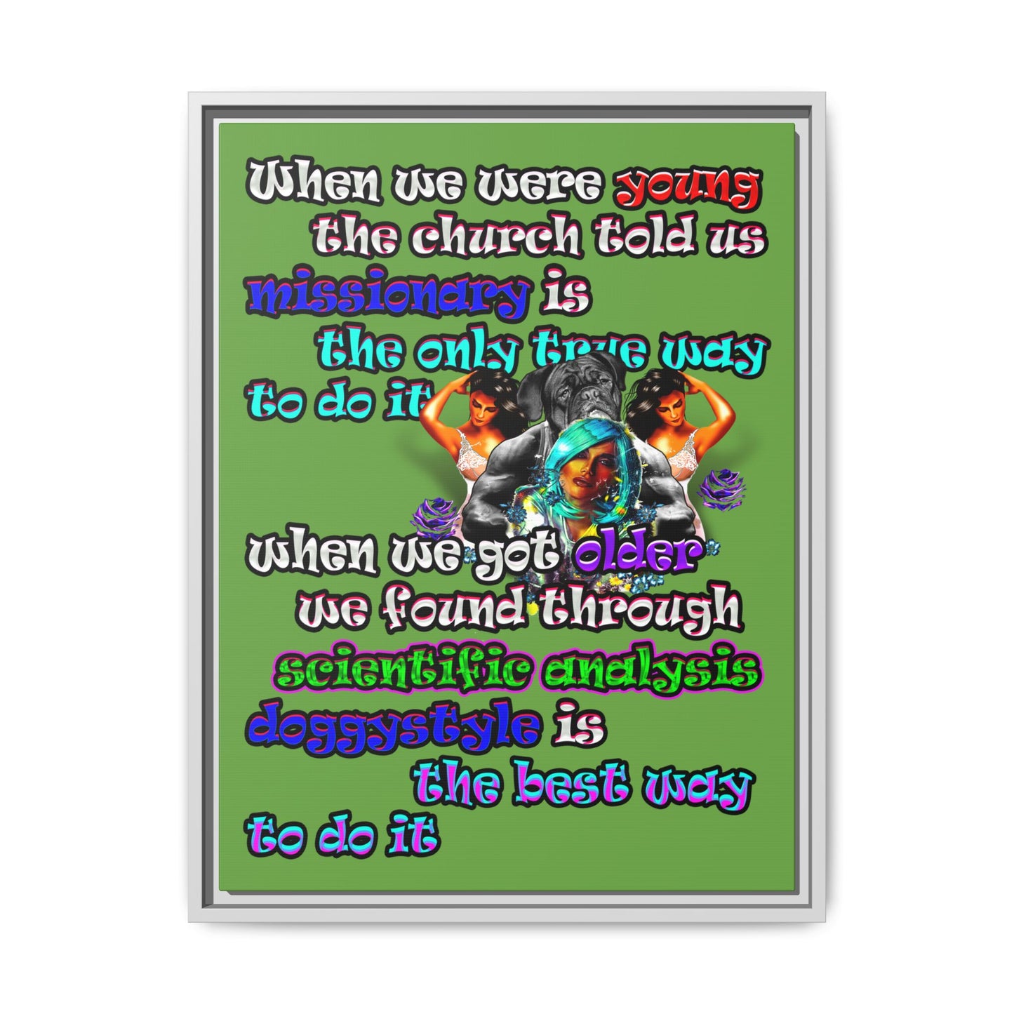 doggystyle - framed canvas art (green)