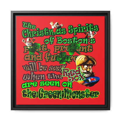 christmas spirits of boston - framed canvas art (red)