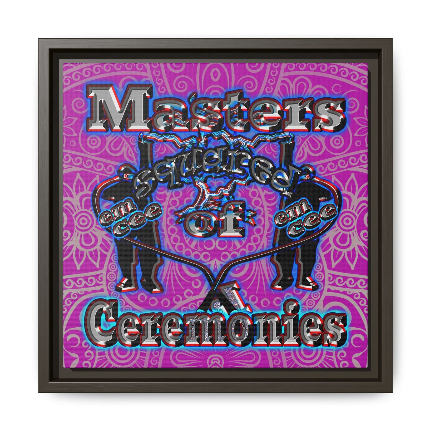 em cee squared - framed canvas art (pink swirl)