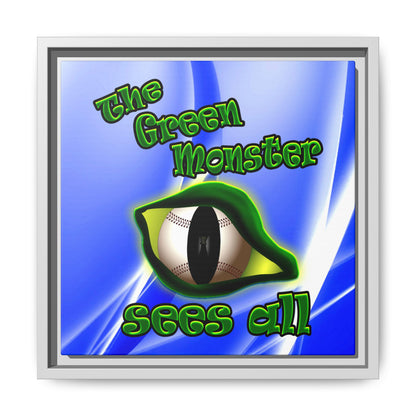 green monster - framed canvas art (blue-white wave)